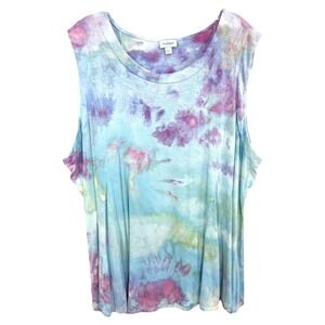 Avenue Plus‎ Size 26W 28W Top Handmade Tie Dye Tank Sleeveless Blue Purple 769